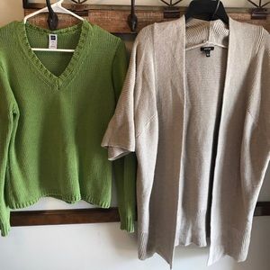 Cardigan and V Neck Sweater Bundle